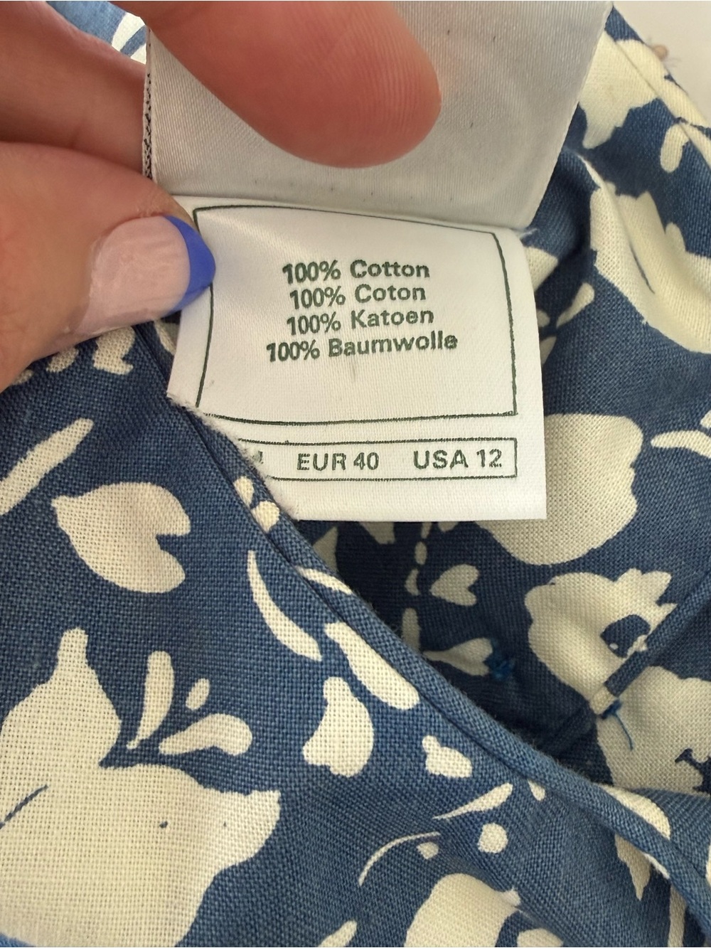 Vintage Laura Ashley blue floral 100% cotton made in Great Britain dress US 12 - Picture 9 of 9